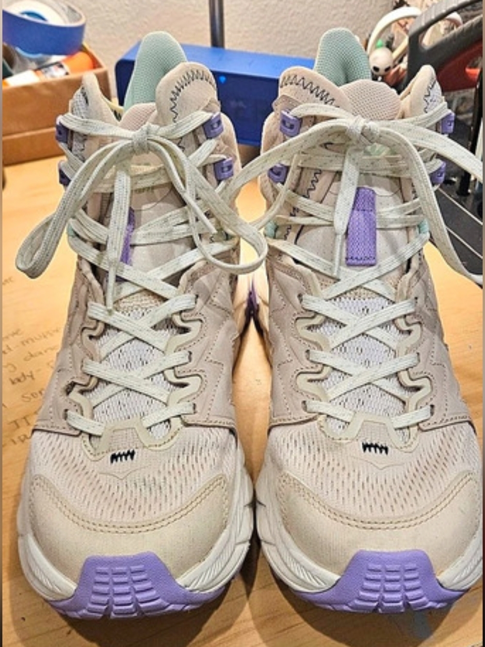HOKA Anacapa Breeze Mid Hiking Shoes Beige Purple US 8